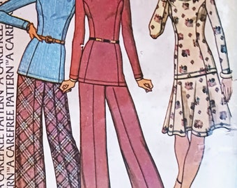 McCall's 4172:  Vintage 1970's Pattern for Pullover Top, Wide Leg Slacks and 6-Gore Skirt, Size 12