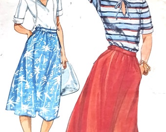 Butterick 5441:  Vintage Pattern for Skirt and Short Sleeve Pullover Blouse, Size 12