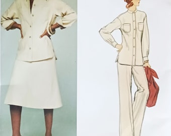 Vintage 1970's Vogue 1366:  Calvin Klein Jacket, Skirt and Pants Designer Pattern, Size 12