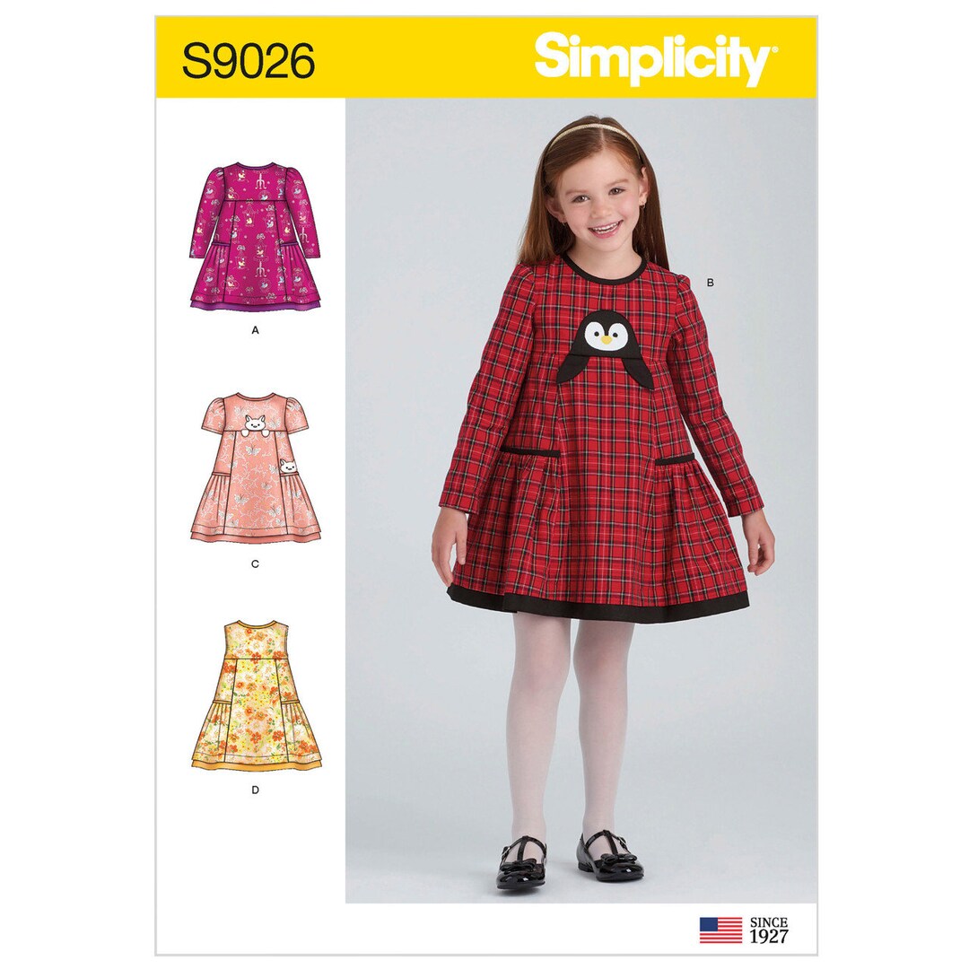 Little Red Simplicity Pattern Simplicity 9026, Little Girls' Dresses, Sizes 3, 4, 5, 6, 7, and 8 - Etsy