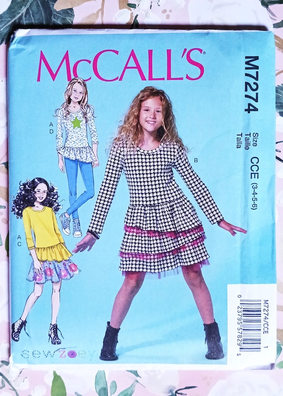 Mccalls 7274 Little Girls' Dress, Long Sleeve Top, Skirt, and Leggings  Pattern, Sizes 3, 4, 5, and 6 
