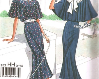 Simplicity 9360:  Misses' 1930's Uncut Dress Pattern Re-Issued in Late 1980's, Sizes 6, 8, 10, and 12