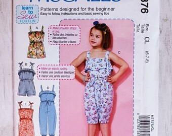 McCalls 7376: Girls' Out-of-Print Jumpsuit Pattern, Sizes 6, 7, and 8