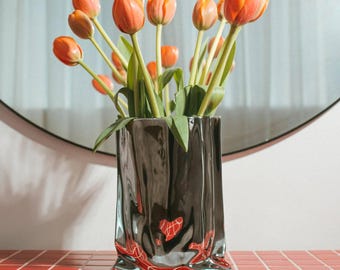 Chrom Keramik Blumenvase - Moderne Metallic Blumenvase, Ästhetisches Wohndekor, Einzigartige dekorative Vase für Blumen