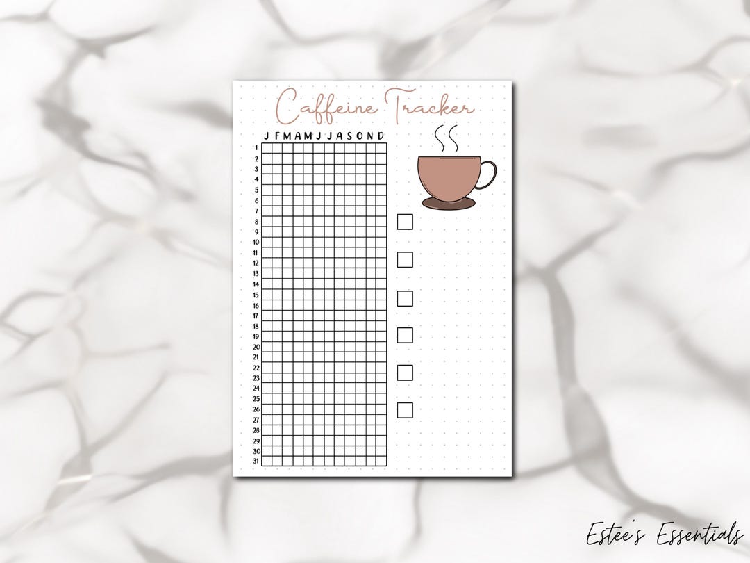 Printable Caffeine Questionnaire.pdf Caffeine Tracker Printable PDF File Yearly Tracker Caffeine Tracker ...