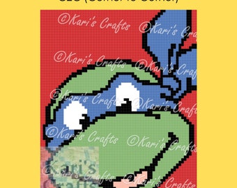 TMNT Leonardo C2C Corner to Corner Afghan PDF Pattern Graph + Written Instructions - Instant Download