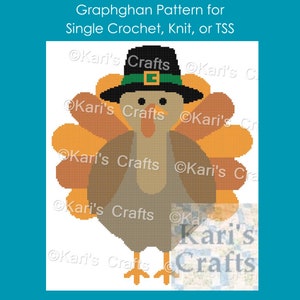 Pilgrim Turkey Afghan Blanket PDF Pattern for single crochet knit ot tss - Graph + Written Instructions - Digital Download