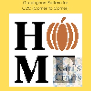 H-Pumpkin-M-E Home C2C Corner to Corner Afghan Blanket PDF Pattern - Graph + Written Instructions-Digital Download