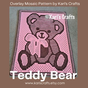 Teddy Bear Baby Toddler Lap Afghan Blanket PDF Pattern for overlay mosaic crochet - Graph + Written Instructions - Digital Download
