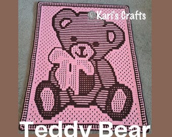 Teddy Bear Overlay Mosaic Crochet Afghan Pattern (Digital Download)
