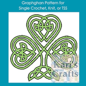 Celtic Shamrock Afghan Throw Blanket PDF Pattern for single crochet knit or tss - Graph + Written Instructions - Digital Download