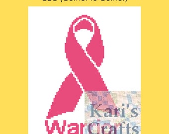 Cancer Ribbon Warrior C2C Crochet Afghan Pattern: Graph & Written Instructions (Digital Download)