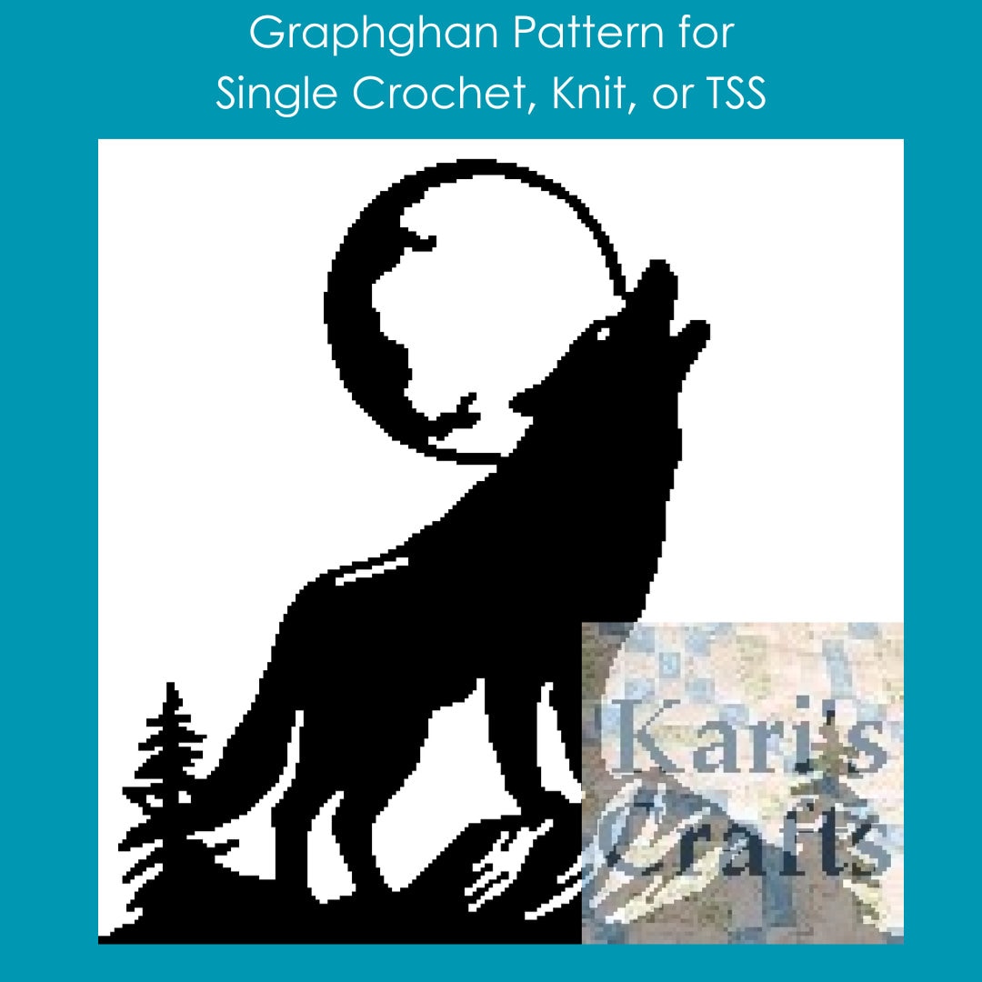 Wolf Howl Silhouette Afghan Pattern: Single Crochet, Knit or TSS ...