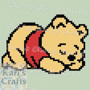 Pooh Sleeping C2C Corner to Corner Baby Afghan Blanket or Pillow PDF Pattern Graph + Written Instructions-Instant Download