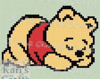 Pooh Sleeping C2C Corner to Corner Baby Afghan Blanket or Pillow PDF Pattern Graph + Written Instructions-Instant Download