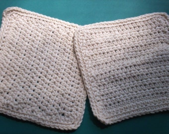 Crocheted Cotton Dishcloths - Set of 2 - Cream