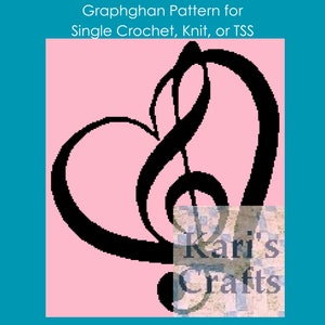 Music Love Afghan Blanket PDF Pattern for single crochet knit or tss - Graph + Written Instructions - Digital Download