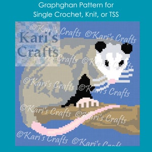 Opossum Afghan Throw Blanket Pattern: Single Crochet, Knit or TSS (Digital Download)