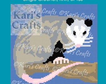 Opossum-Afghan-Decke PDF-Muster zum Einzelhäkeln oder Stricken – Grafik + schriftliche Anleitung – Sofortiger Download