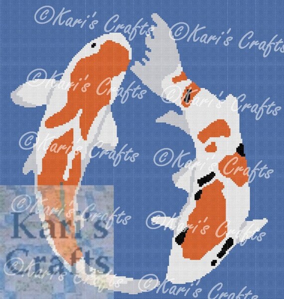 Two Koi Fish Swimming Pdf Pattern Graph Written Instructions Instant Download