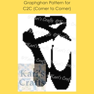 Ballet Slippers Silhouette C2C Afghan PDF Pattern Graph + Written Instructions - Digital Download