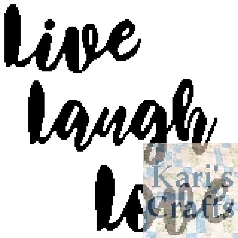 Live Laugh Love Script Afghanisches PDF-Muster für sc, stricken oder tss Grafik schriftliche Anleitung sofortiger Download Bild 2