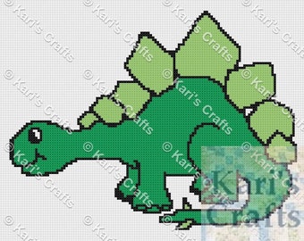 Stegosaurus Afghan Baby Blanket PDF Pattern for single crochet or knit - Graph + Written Instructions - Instant Download