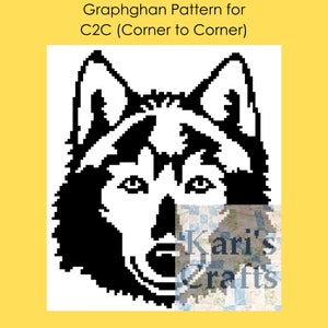 Wolf Head Silhouette C2C Crochet Afghan Pattern: Graph & Written Instructions (Digital Download)