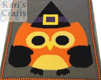 Halloween Owl Lap Throw Blanket Graphghan - Ready to ship