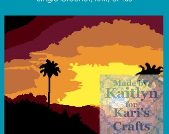 Schema afgano tramonto tropicale: uncinetto basso, maglia o TSS (download digitale)