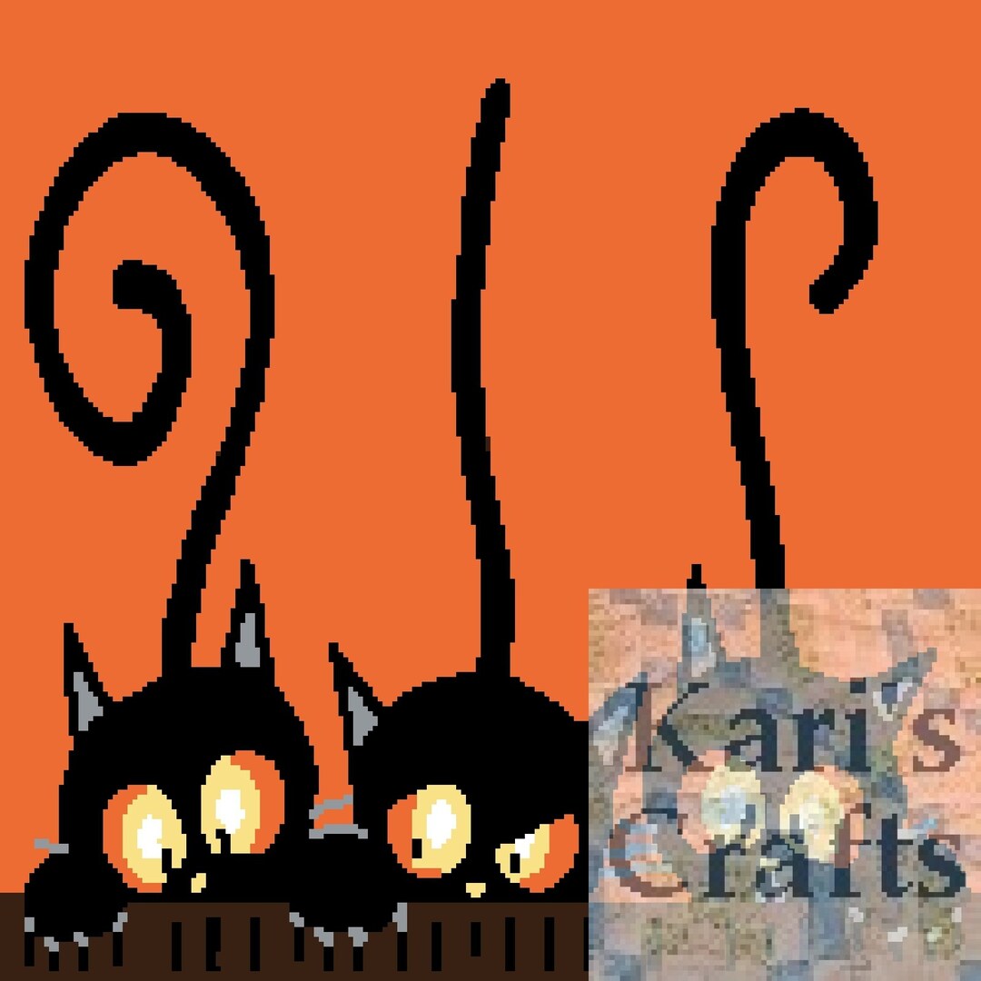 Three Black Cats Afghan Throw Blanket PDF Pattern for Single Crochet