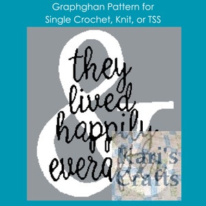 Happily Everafter Afghan Throw Blanket PDF Pattern for single crochet knit or tss - Graph + Written Instructions - Digital Download