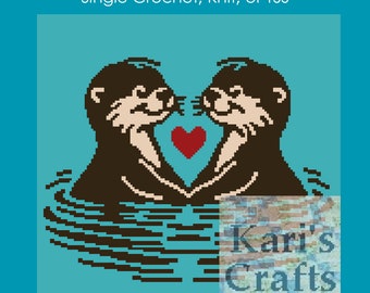 Otter Love Baby Toddler Throw Afghan Lap Blanket PDF Pattern for single crochet or knit or tss-Graph + Written Instructions