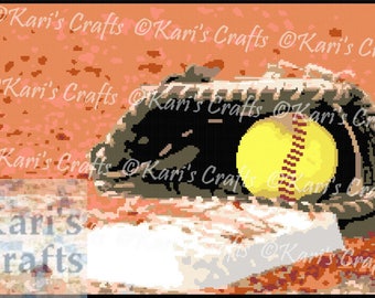 Softball in Glove Afghan PDF Pattern for single crochet, knit or tss Graph + Written Instructions - Instant Download