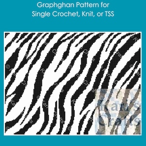 Zebra Stripes Throw Blanket Lap Afghan PDF Pattern for single crochet knit or tss - Graph + Written Instructions - Digital Download