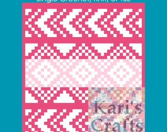 Kaitlyns Fair Isle Variation 1 Lap Baby Blanket PDF Pattern for single crochet knit or tss - Graph + Written Instructions - Instant Download