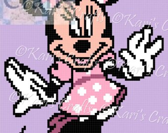 Minnie Mouse C2C Corner to Corner Afghan Blanket or Pillow PDF Pattern Graph + Written Instructions-Instant Download