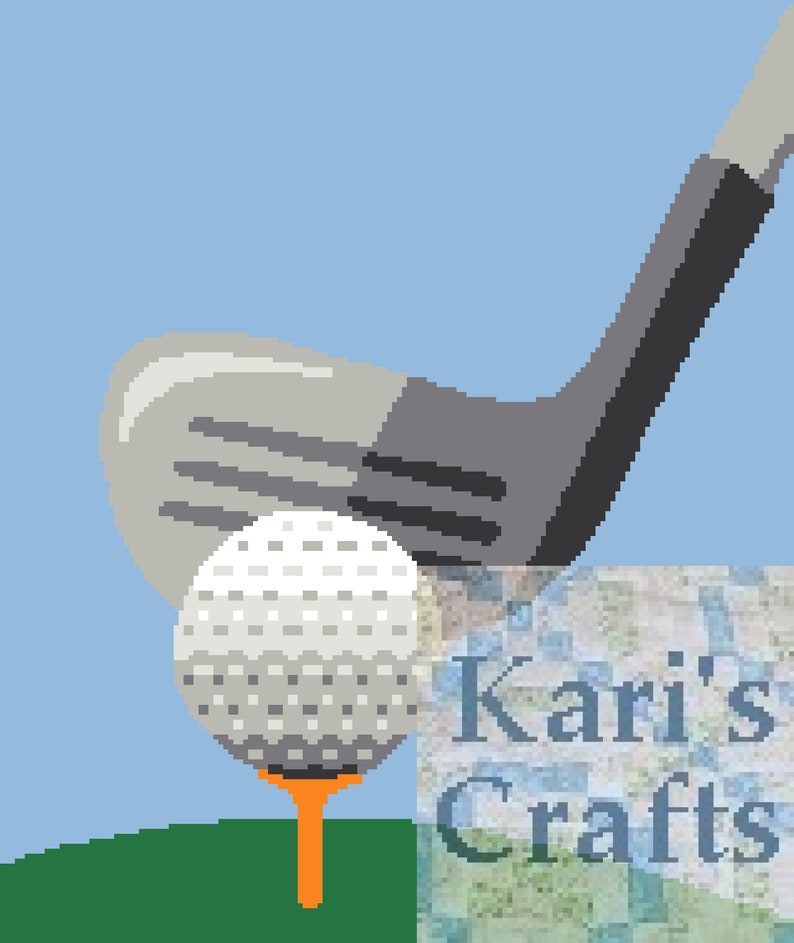 Golf Ball and Club Lap Afghan Throw Blanket PDF Pattern for single crochet, tss, or knit-Graph Written Instructions-Instant Download image 1