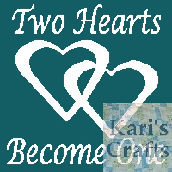 Two Hearts Become One Afghan Throw Blanket PDF Pattern For Single Crochet TSS or Knit - Graph + Written Instructions