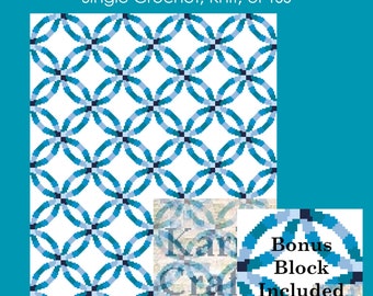 Double Wedding Ring Croquilt Afghan Pattern: Single Crochet, Knit or TSS (Digital Download)