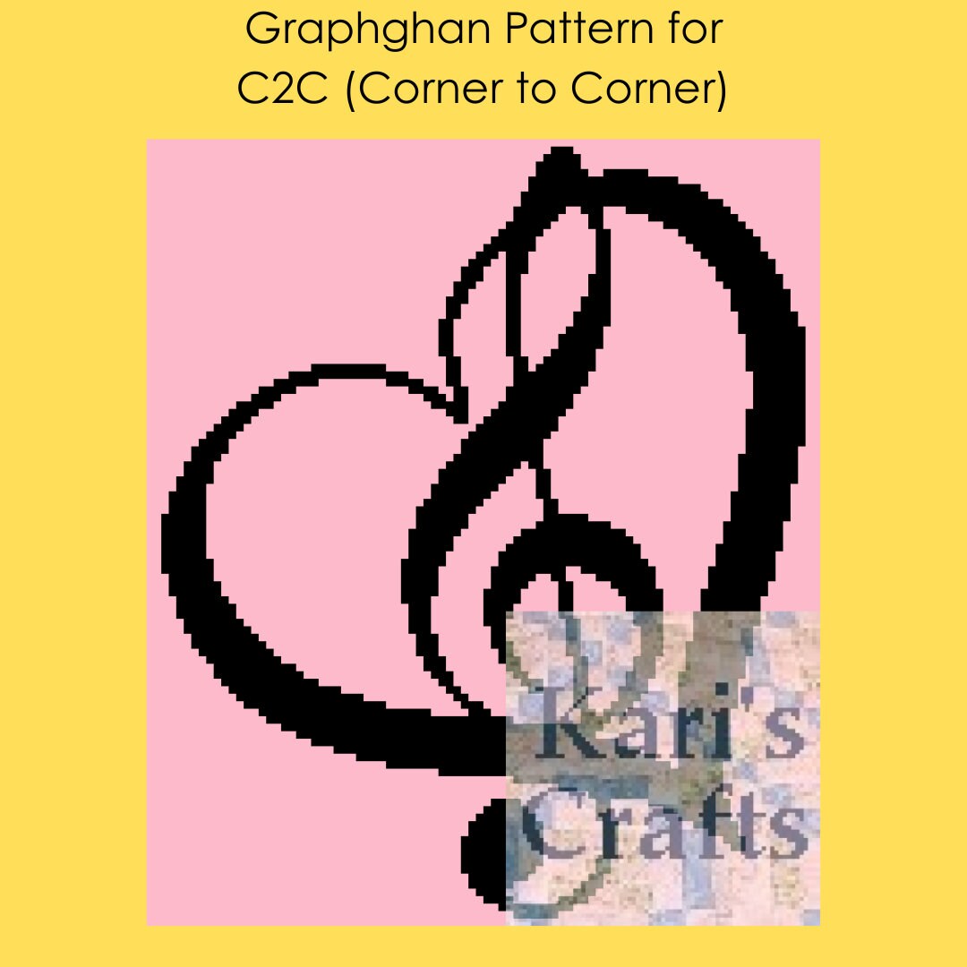 Music Love C2C Corner to Corner Afghan Blanket PDF Pattern - Graph