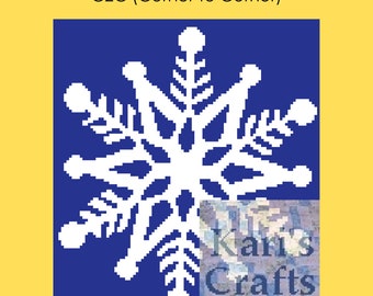 Patrón PDF de manta afgana Snowflake 3 C2C esquina a esquina - Gráfico + Instrucciones escritas - Descarga digital
