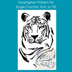 Tiger Silhouette Afghan Throw Blanket PDF Pattern for single crochet or knit - Graph + Written Instructions - Digital Download