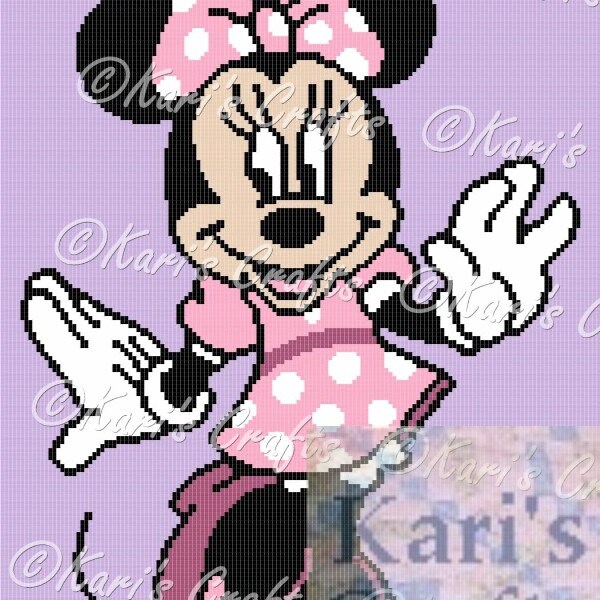 Minnie Mouse Afghan PDF Pattern for single crochet knit or tss Graph + Written Instructions - Instant Download