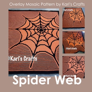 Spider Web Afghan Blanket PDF Pattern for Overlay Mosaic Crochet - Graph + Written Instructions - Digital Download