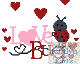 Love Bug Baby or Toddler Afghan Blanket PDF Pattern for single crochet or knit or tss-Graph + Written Instructions - Instant Download