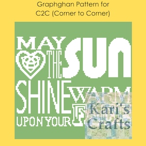 Irish Blessing C2C Corner to Corner Afghan Throw Blanket PDF Pattern - Graph + Written Instructions - Digital Download