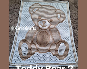 Teddy Bear v2 Overlay Mosaic Crochet Afghan Pattern: Graph & Written Instructions (Digital Download)