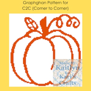 Pumpkin Outline C2C Corner to Corner Afghan Blanket PDF Pattern - Graph + Written Instructions-Digital Download
