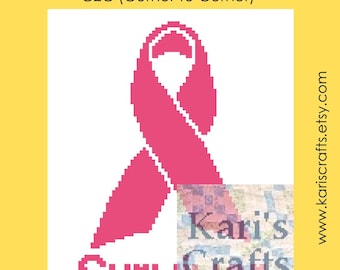 Cancer Ribbon Survivor C2C Crochet Afghan Pattern: Graph & Written Instructions (Digital Download)